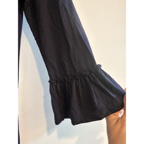 Boden Maxi Dress Size 2 Navy Blue Bell Sleeve V Neck Jersey Knit Tiered Ruffle - Picture 7 of 14